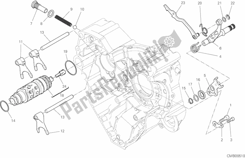All parts for the Gear Change Mechanism of the Ducati Multistrada 1260 ABS USA 2018